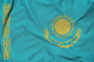 drapeau du kazakhstan imprimé sur un tissu en maille de polyester et nylon sportswear photo