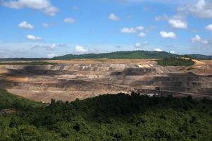 vue paysage de l'extraction du charbon à ciel ouvert. emplacement à sangatta, kalimantan oriental, indonésie. photo