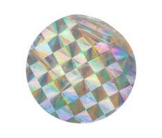 Étiquette d'autocollant en feuille holographique adhésive ronde vierge isolée sur fond blanc photo