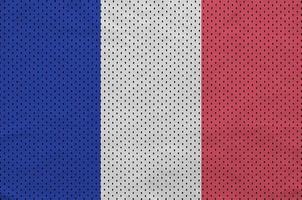drapeau de la france imprimé sur un tissu en maille polyester nylon sportswear photo
