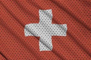 drapeau suisse imprimé sur une maille de polyester et nylon sportswear fa photo