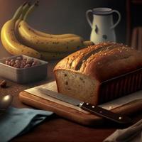 pain ou gâteau sain aux bananes pour le petit déjeuner photo