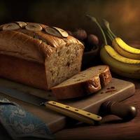 pain ou gâteau sain aux bananes pour le petit déjeuner photo