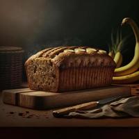 pain ou gâteau sain aux bananes pour le petit déjeuner photo