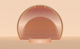 Podium de scène de cylindre beige 3d vide avec ombre, fond beige de piédestal de vitrine cosmétique géométrique abstrait. scène moderne minimale, illustration de rendu 3d photo