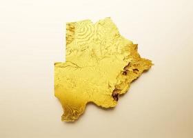 carte du botswana métal doré couleur hauteur fond de carte illustration 3d photo