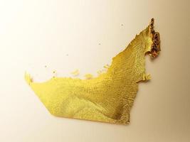carte des émirats arabes unis métal doré couleur hauteur fond de carte illustration 3d photo