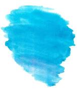 tache bleu cyan aquarelle sur fond blanc avec un espace pour le texte. taches sur papier. photo