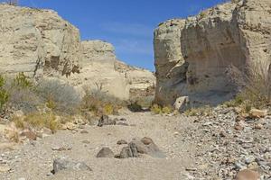 lit de rivière à sec dans un canyon désertique photo