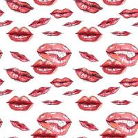 motif de lèvres aquarelle transparente. motif de lèvres aquarelle composé de lèvres de différentes formes. photo