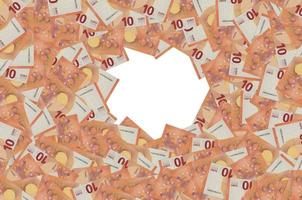 partie du motif du billet de 10 euros en gros plan avec de petits détails rouges photo