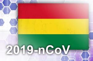 drapeau de la bolivie et composition abstraite numérique futuriste avec inscription 2019-ncov. concept d'épidémie de covid-19 photo