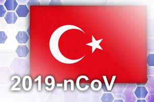 drapeau de la turquie et composition abstraite numérique futuriste avec inscription 2019-ncov. concept d'épidémie de covid-19 photo