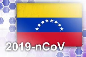 drapeau du venezuela et composition abstraite numérique futuriste avec inscription 2019-ncov. concept d'épidémie de covid-19 photo