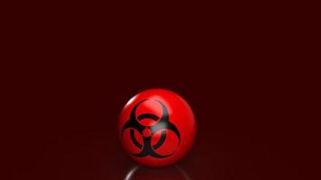 le logo des risques biologiques sur la boule rouge pour le rendu 3d du concept médical ou scientifique photo