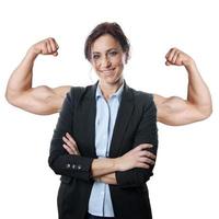 femme affaires, flexion muscles photo