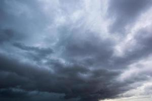 le ciel sombre avec de gros nuages convergents et un violent orage avant la pluie.ciel de mauvais temps. photo