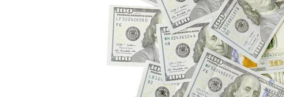 billets d'un dollar. argent américain isolé sur blanc avec espace de copie photo