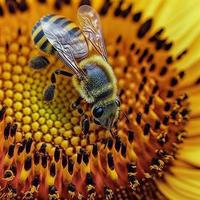 abeille sur la fleur de tournesol photo