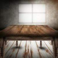 décoration rustique de table et de fenêtre en bois photo