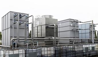 tour d'eau de refroidissement dans une usine industrielle photo