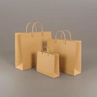 sac cadeau en papier brun rendu 3d, sac à provisions en papier photo