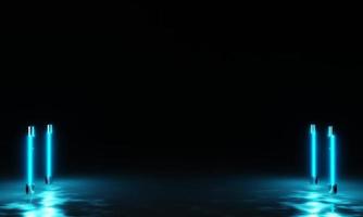 fond abstrait moderne avec néon bleu. fond de scène sombre avec néon sur rendu 3d photo
