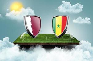 qatar contre le sénégal contre le concept de football de bannière d'écran. stade de terrain de football, illustration 3d photo