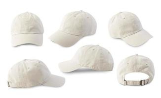 ensemble de casquette de baseball beige isolé sur fond blanc avec un tracé de détourage photo