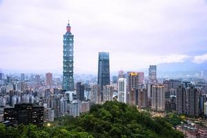 taipei, taiwan, les touristes vont visiter le panorama du paysage urbain voir le plus haut bâtiment et le célèbre paysage qui est le bel endroit pour voyager à taiwan depuis la montagne des éléphants photo