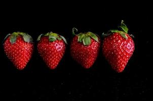 fraises sur fond noir photo