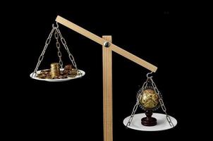 balance avec argent et globe photo