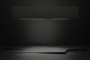 plate-forme géométrique pour la publicité de produits, podium de scène noir foncé sur le sol rendu 3d photo
