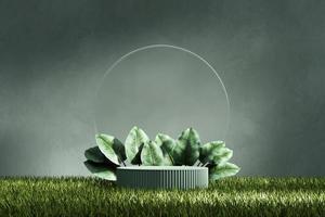 Podium de la plate-forme de rendu 3d avec fond de présentation de produits végétaux photo