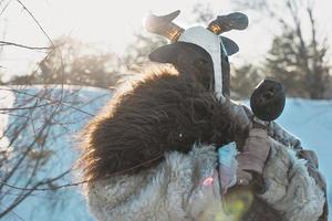 gros plan, homme, dans, animal, masque, concept, photo