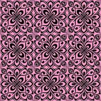 motif graphique harmonieux, carreau d'ornement noir floral sur fond rose, texture, design photo