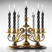 candélabres traditionnels menorah et bougies allumées photo