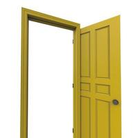 porte isolée jaune ouverte fermée rendu 3d illustration photo
