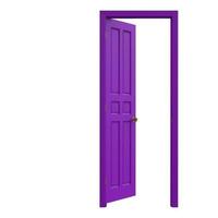 porte isolée ouverte fermée illustration 3d rendu violet photo