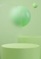 podium vert avec verre givré et boules illustration de rendu 3d photo