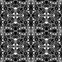 motif graphique sans soudure, tuile d'ornement blanc floral sur fond noir, texture, design photo