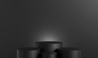 podium en pierre noire sur une scène de piédestal minimale. plate-forme de maquette d'affichage de produit vide ou vitrine de présentation cosmétique. rendu 3d. photo