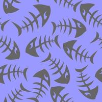 motif harmonieux et lumineux de squelettes de poissons graphiques gris sur fond bleu, texture, design photo