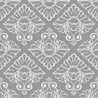 motif graphique sans couture, tuile d'ornement blanc floral sur fond gris, texture, design photo