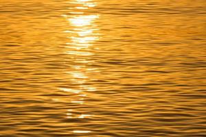 vue panoramique sur les vagues dans la lumière jaune du coucher du soleil photo