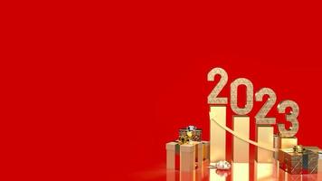 le nombre d'or 2023 pour le rendu 3d du concept de nouvel an ou de célébration photo