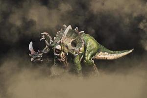 dinosaure, sinoceratops dans le noir photo
