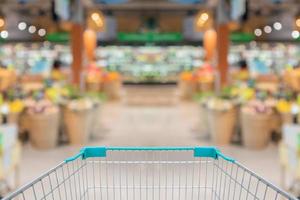 panier vide dans le fond de l'épicerie du supermarché photo