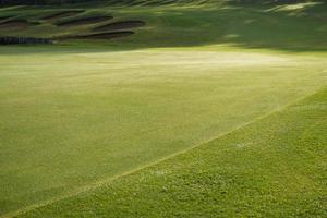 beau parcours de golf en herbe verte photo