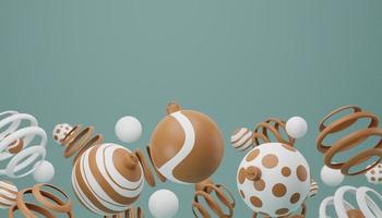 illustration de rendu 3d de noël isolé pastel or et boule de boule blanche. bonne année image de rendu 3d des vacances de noël. photo